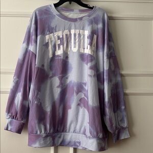 Purple/Blue tie dye Tequila oversized pullover sweatshirt